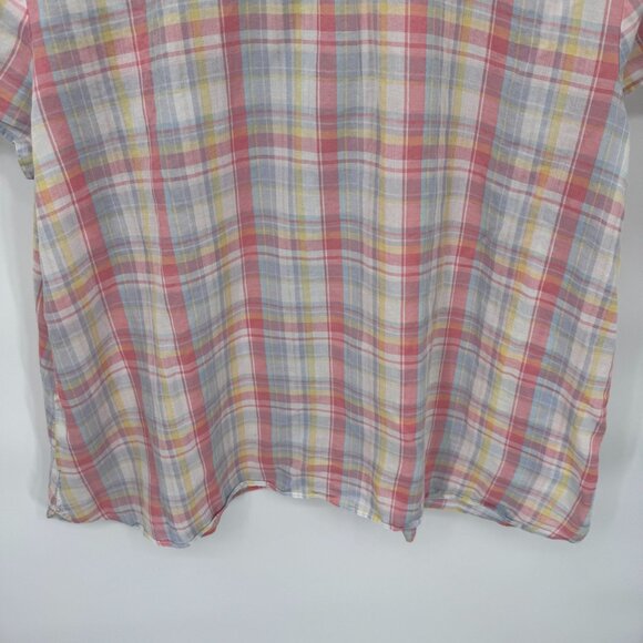 L.L. Bean Button Front Shirt Womens Plus 3X White Pastel Plaid 100% Cotton - Picture 8 of 9